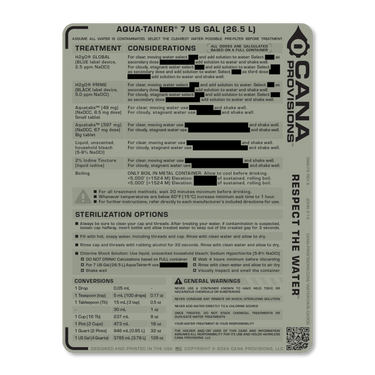 7 US GAL (26.5 L) Aqua-Tainer Decal