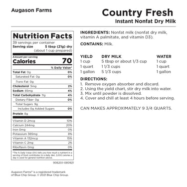 Country Fresh Instant Nonfat Dry Milk Can – 39 Servings