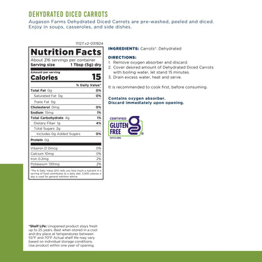 Dehydrated Diced Carrots Can – 216 Servings