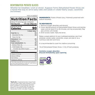Dehydrated Potato Slices Can – 15 Servings