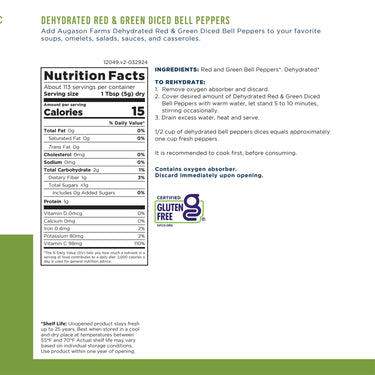 Dehydrated Red & Green Diced Bell Peppers Can – 113 Servings