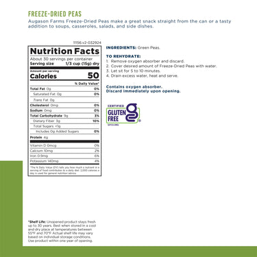 Freeze Dried Peas Can – 30 Servings