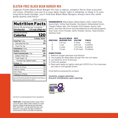 Gluten Free Black Bean Burger Mix Can – 38 Servings
