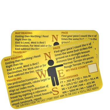 Land Nav Decal - Map Reading, Conversions, Pace Count, & Travel Tips