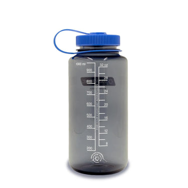 Nalgene 32oz Tritan Renew Wide Mouth Bottle (Gray w/ Blue Lid)