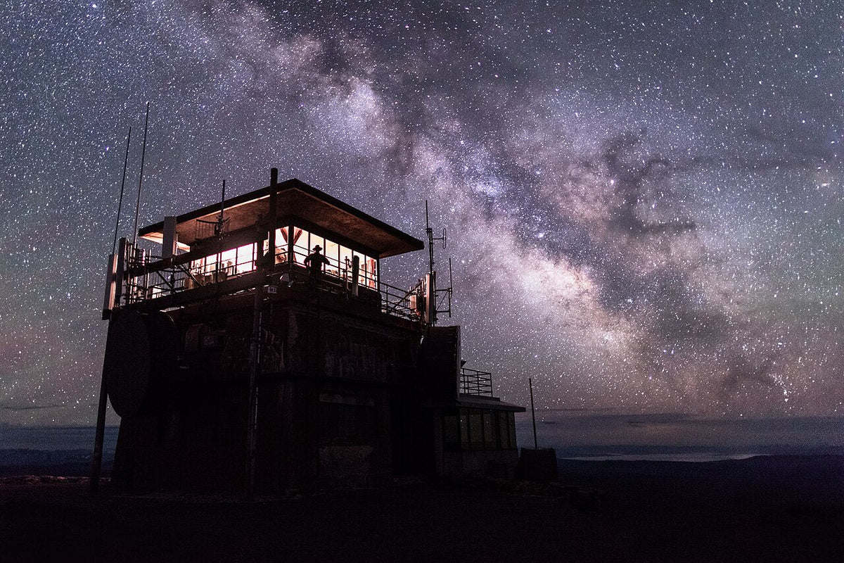 Washburn Fire Lookout beneath the Milky Way in Yellowstone National Park