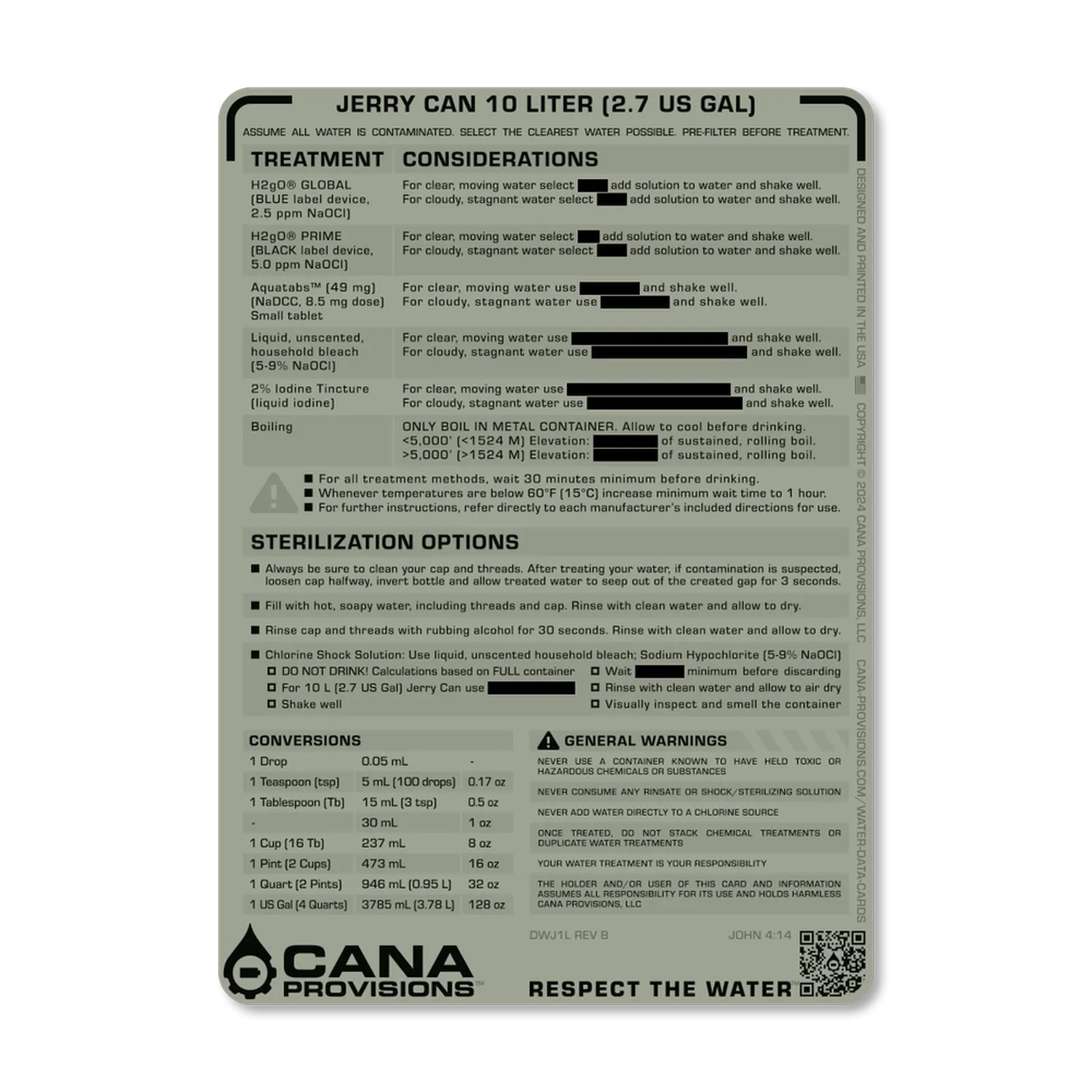 10L Jerry Can (2.7 US GAL) Decal