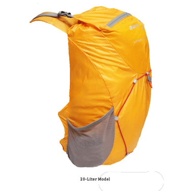 Orange Aarn Hydro Light 20L ultralight hydration backpack with mesh side pocket.