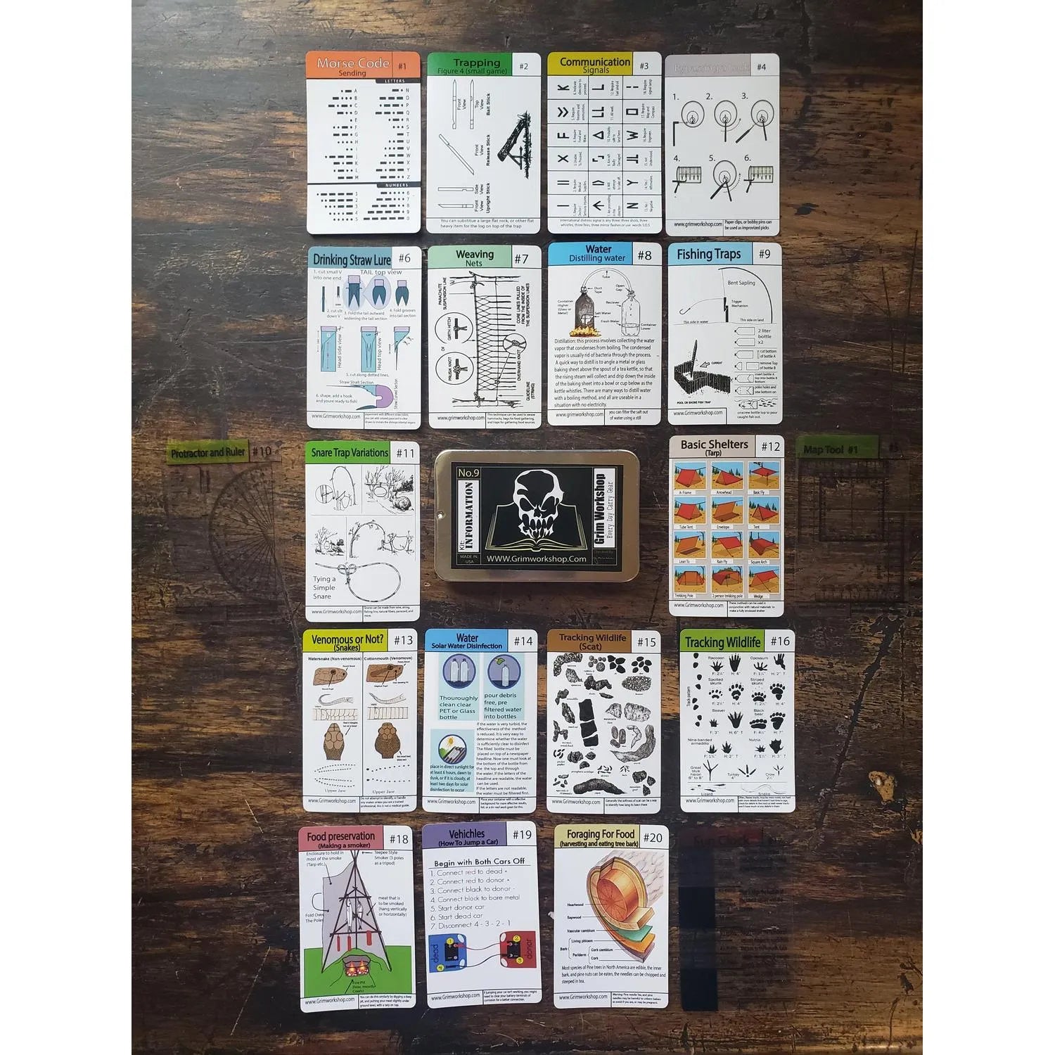 20 Piece Emergency and Survival Tip Card Kit: 20 Weatherproof Tip Cards