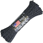 550 Paracord – Black w/ Reflective Tracer (100 ft)