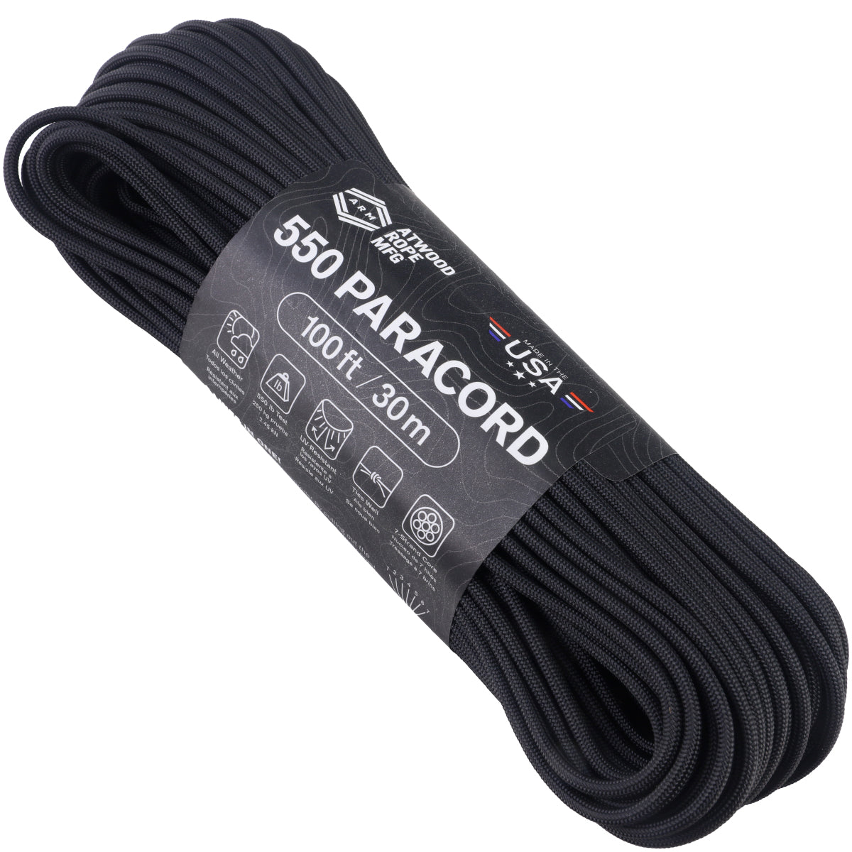 Atwood 550 paracord in black