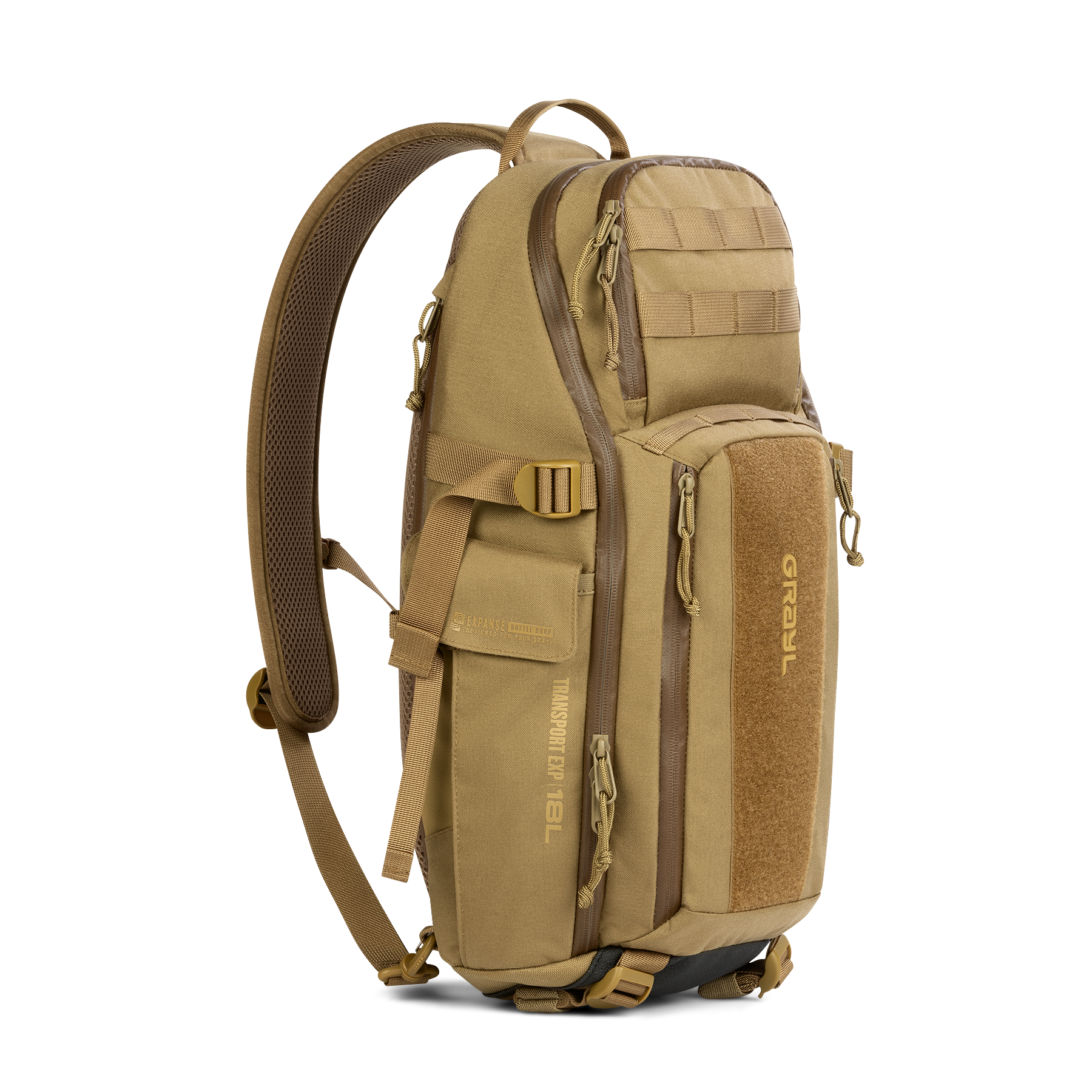 Grayl Transport EXP Sling Daypack 18L in Coyote Brown, front view