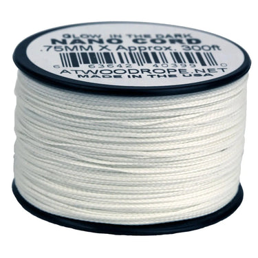 Spool of white, glow-in-the-dark .75mm Nano Cord, 300 ft, by Atwood Rope.
