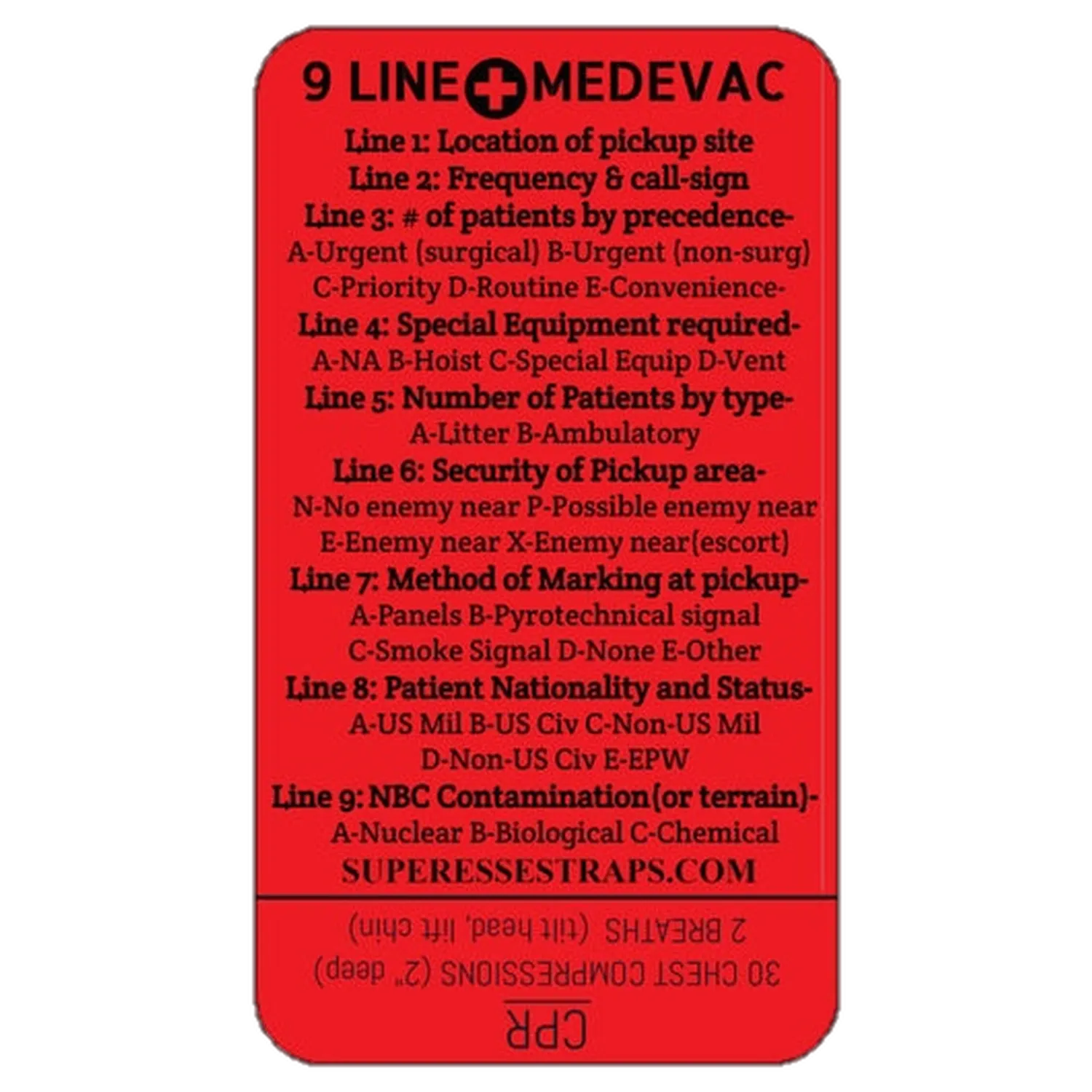 9 Line MedEvac Decal - Medical Evacuation Reference Sticker