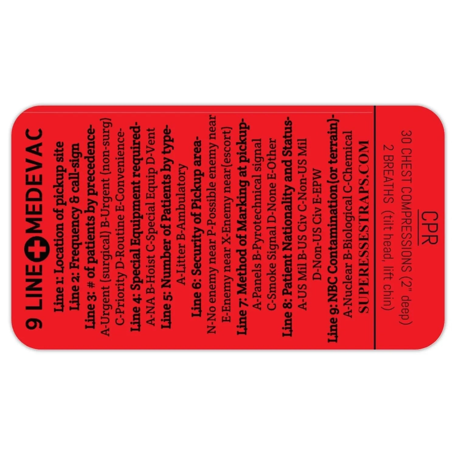 9 Line MedEvac Decal - Medical Evacuation Reference Sticker
