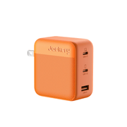 Orange Jackery 102W GaN 3-port fast charger with two USB-C and one USB-A port.
