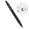 Black Rite in the Rain All-Weather Clicker Pen with a textured grip; inset shows water drops on paper.