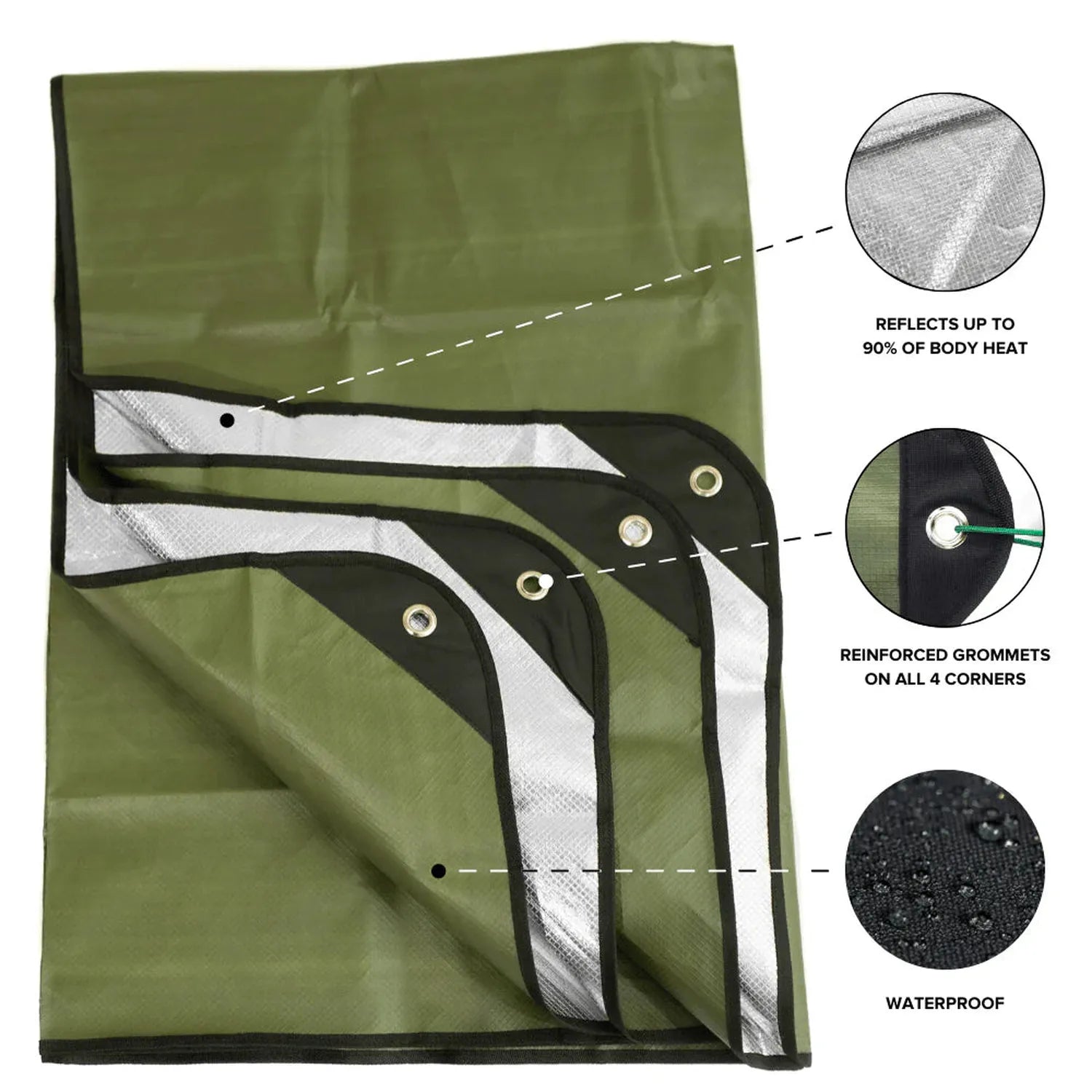 All-Weather Outdoor Survival Blanket – Olive Drab (60" x 82")