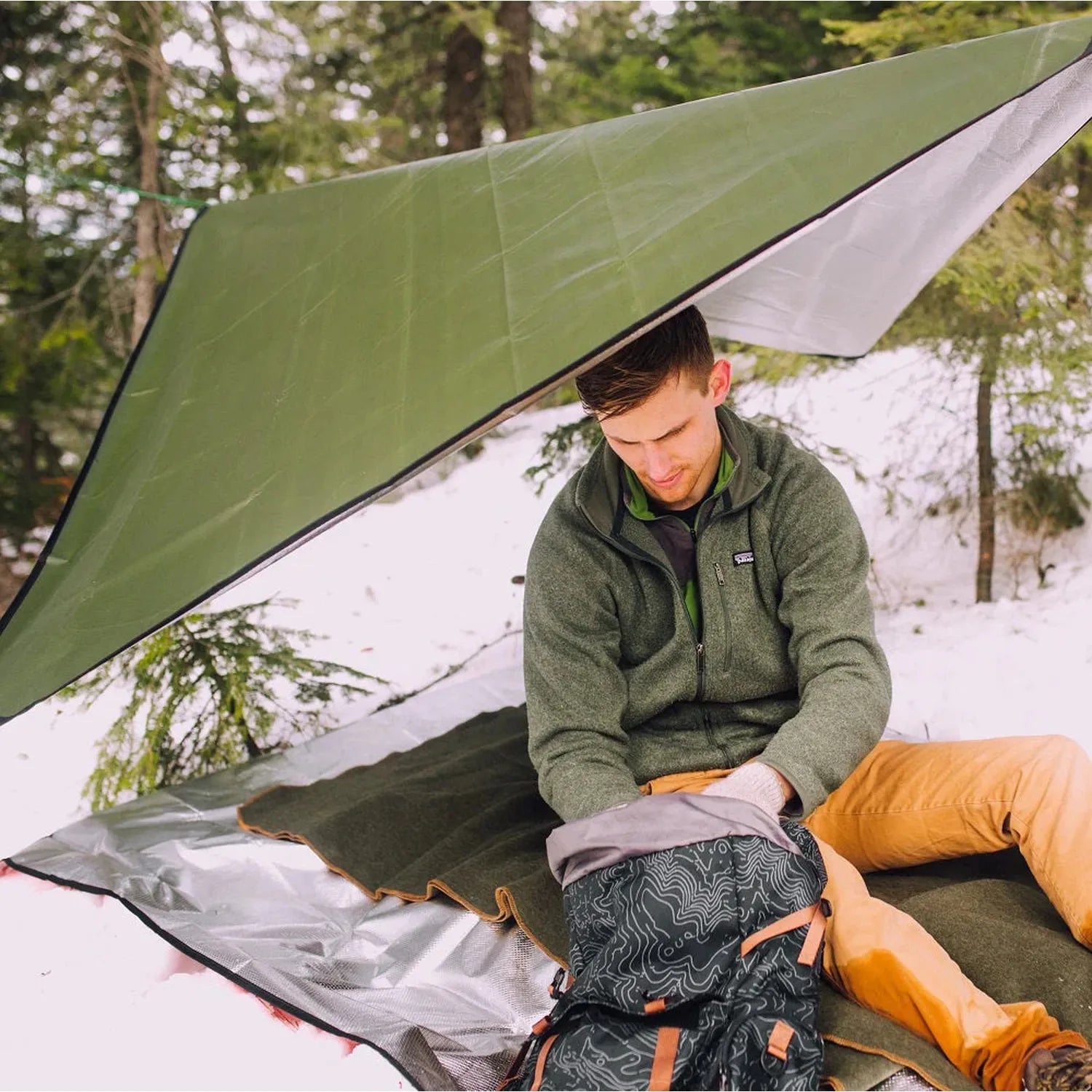 All-Weather Outdoor Survival Blanket – Olive Drab (60" x 82")