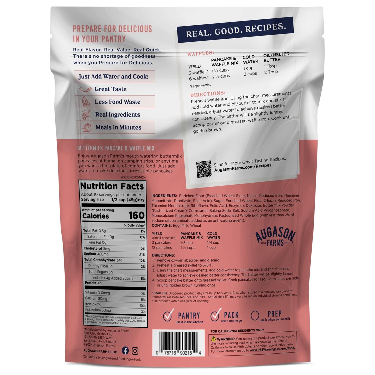 Buttermilk Pancake & Waffle Mix Pouch – 10 Servings