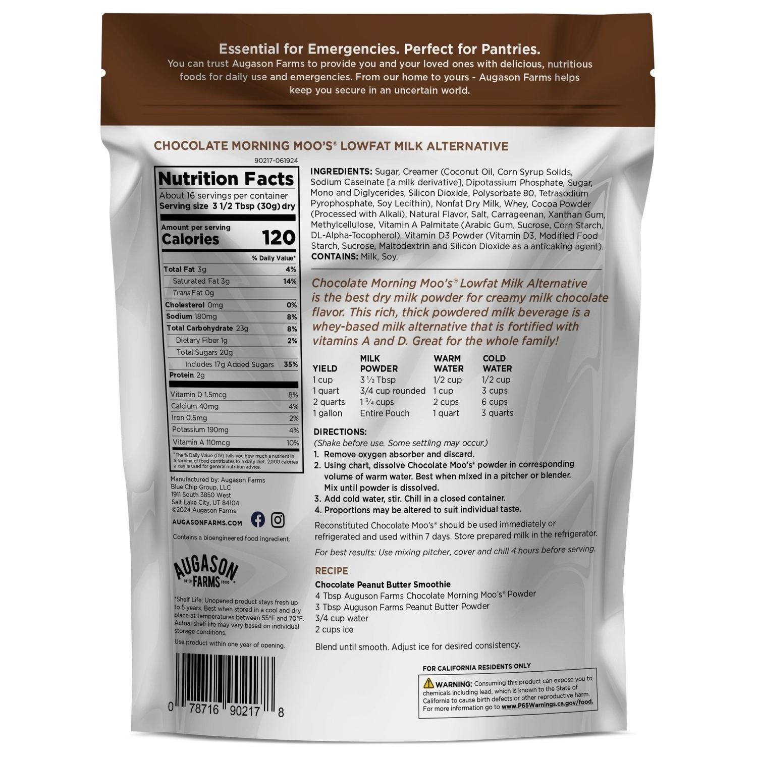 Chocolate Morning Moo’s® Lowfat Milk Alternative – 17 oz (16 Servings)