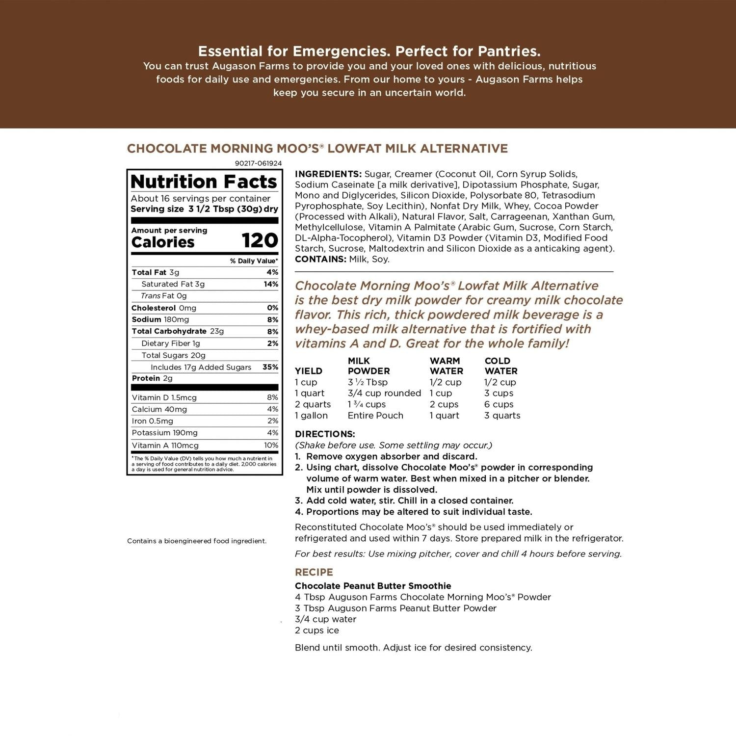 Chocolate Morning Moo’s® Lowfat Milk Alternative – 17 oz (16 Servings)