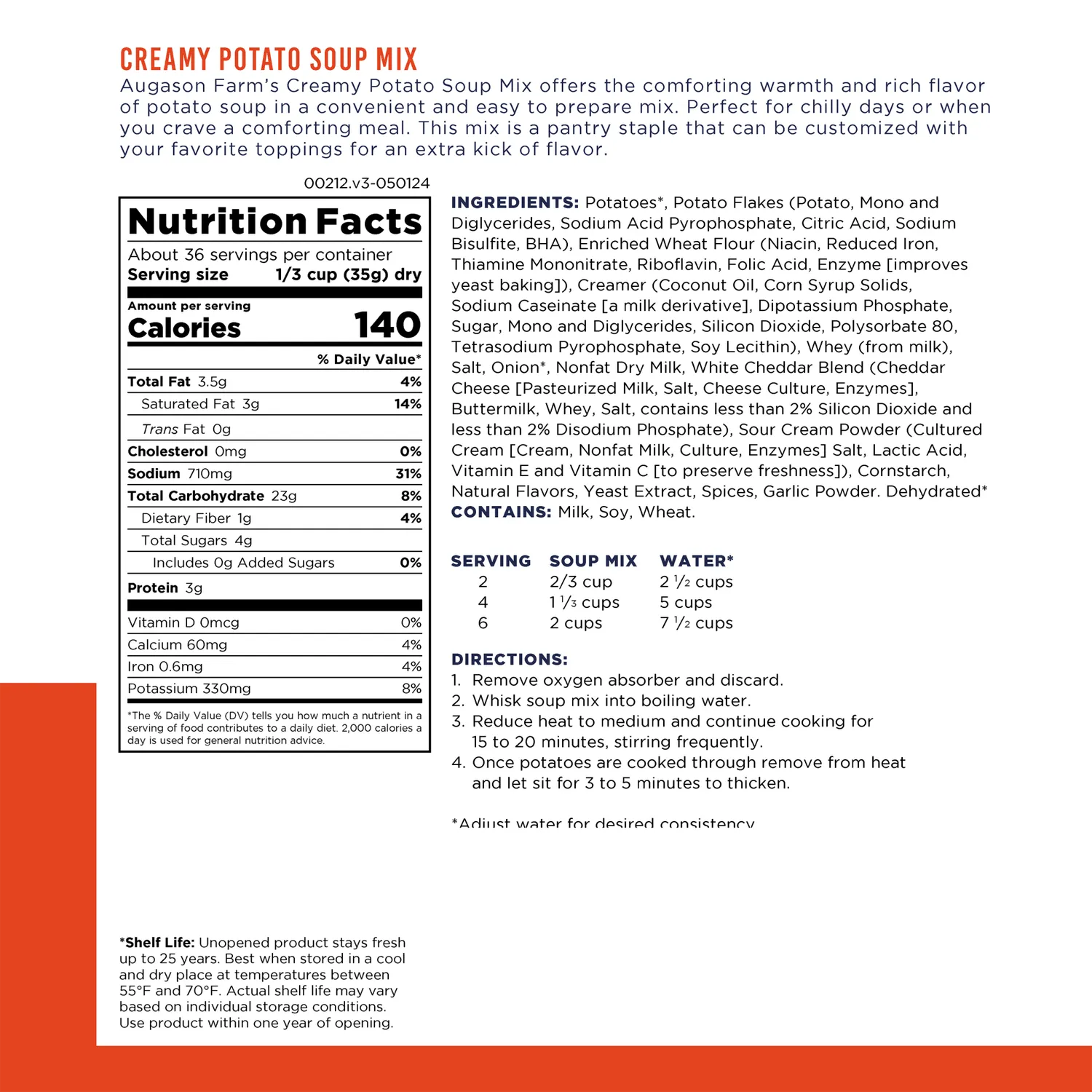 Creamy Potato Soup Mix Can – 36 Servings