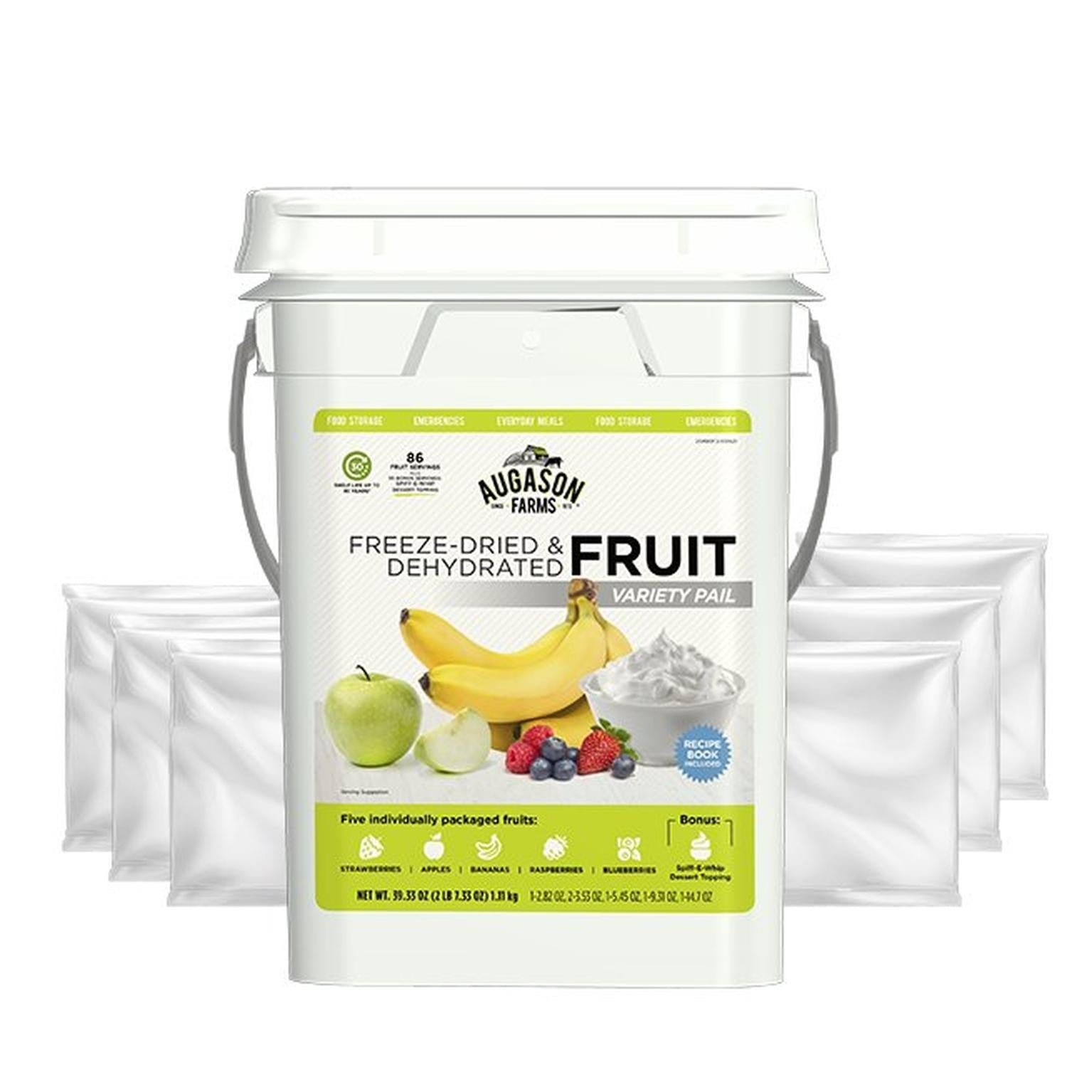Dehydrated & Freeze-Dried Fruit Variety Pail – 86 Servings