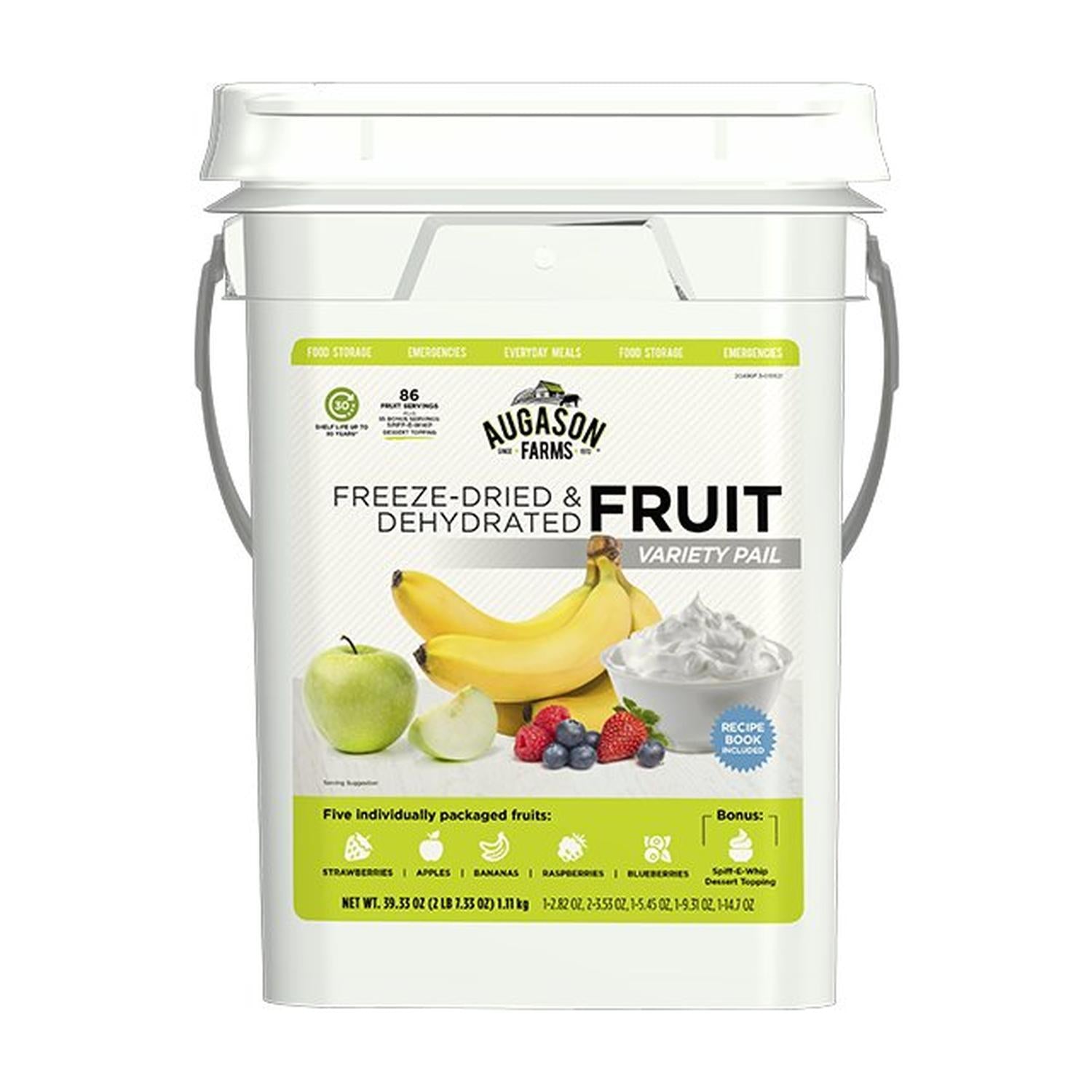 Dehydrated & Freeze-Dried Fruit Variety Pail – 86 Servings