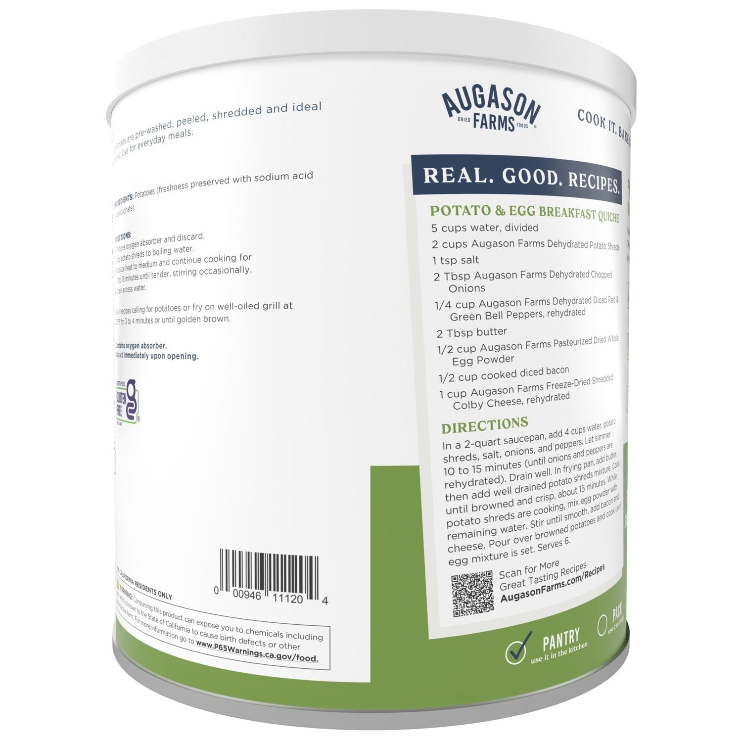 Dehydrated Potato Shreds Can – 31 Servings
