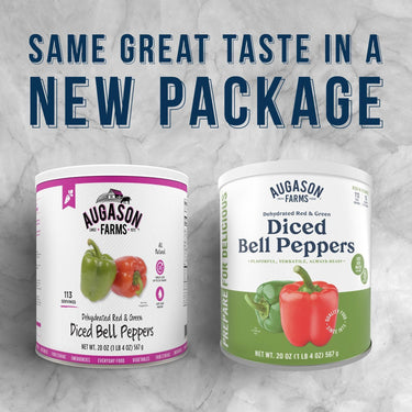 Dehydrated Red and Green Diced Bell Peppers Can, 113 Servings