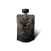A Field Fuel Sustain sustain pouch in Raspberry Mint flavor, featuring a dark textured design with a metallic cross logo and a black cap, isolated on a white background with a soft shadow.
