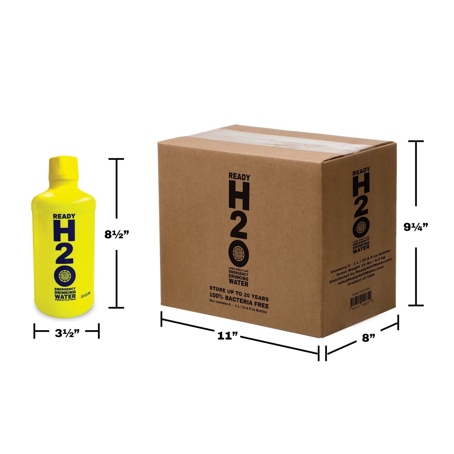 Emergency Drinking Water - Bacteria Free - 20 yr - 1 Liter Bottles - 12 pack - Free Shipping!