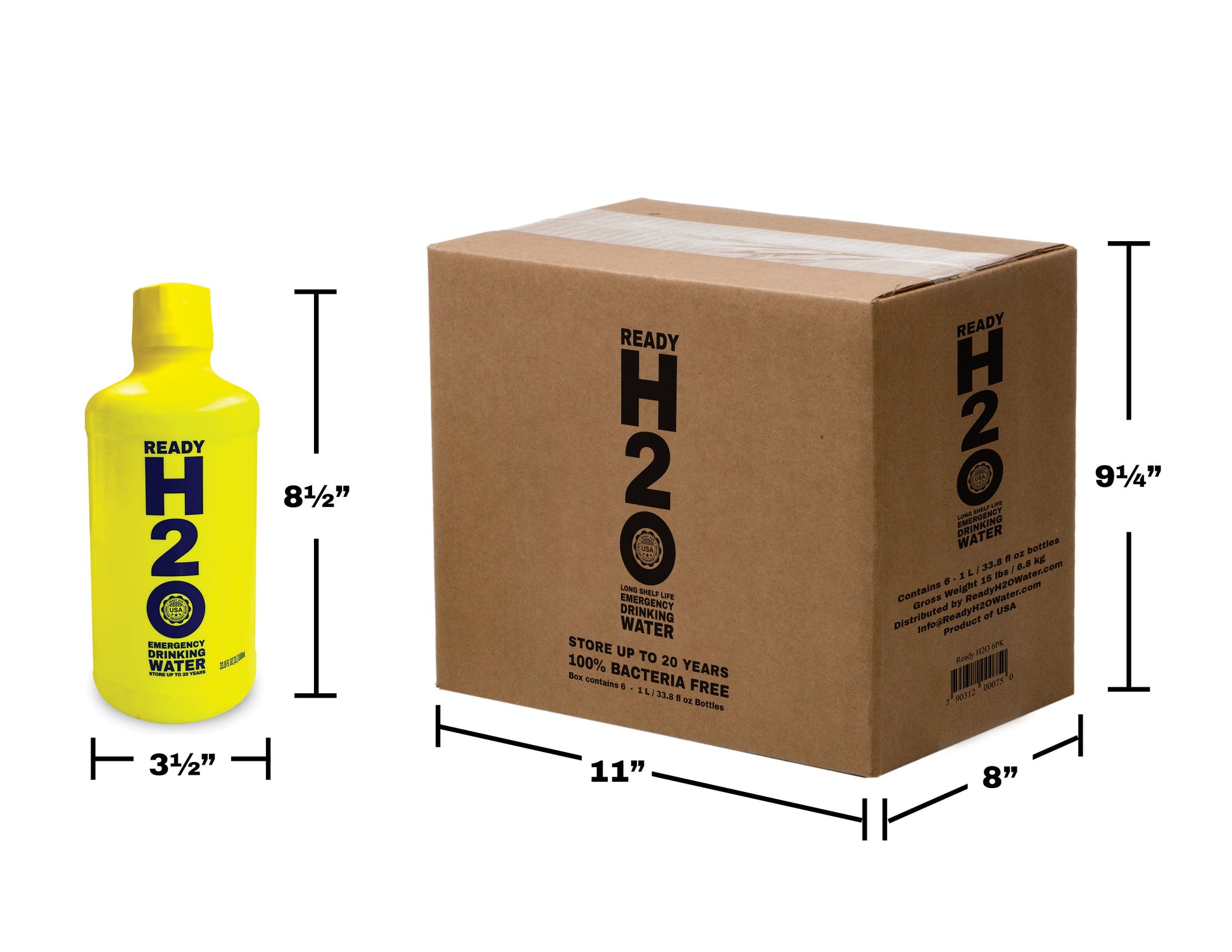 Emergency Drinking Water - Bacteria Free - 20 yr - 1 Liter Bottles - 12 pack - Free Shipping!