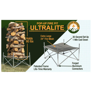 Fireside Outdoor Pop-Up Fire Pit 24" Ultra Lite