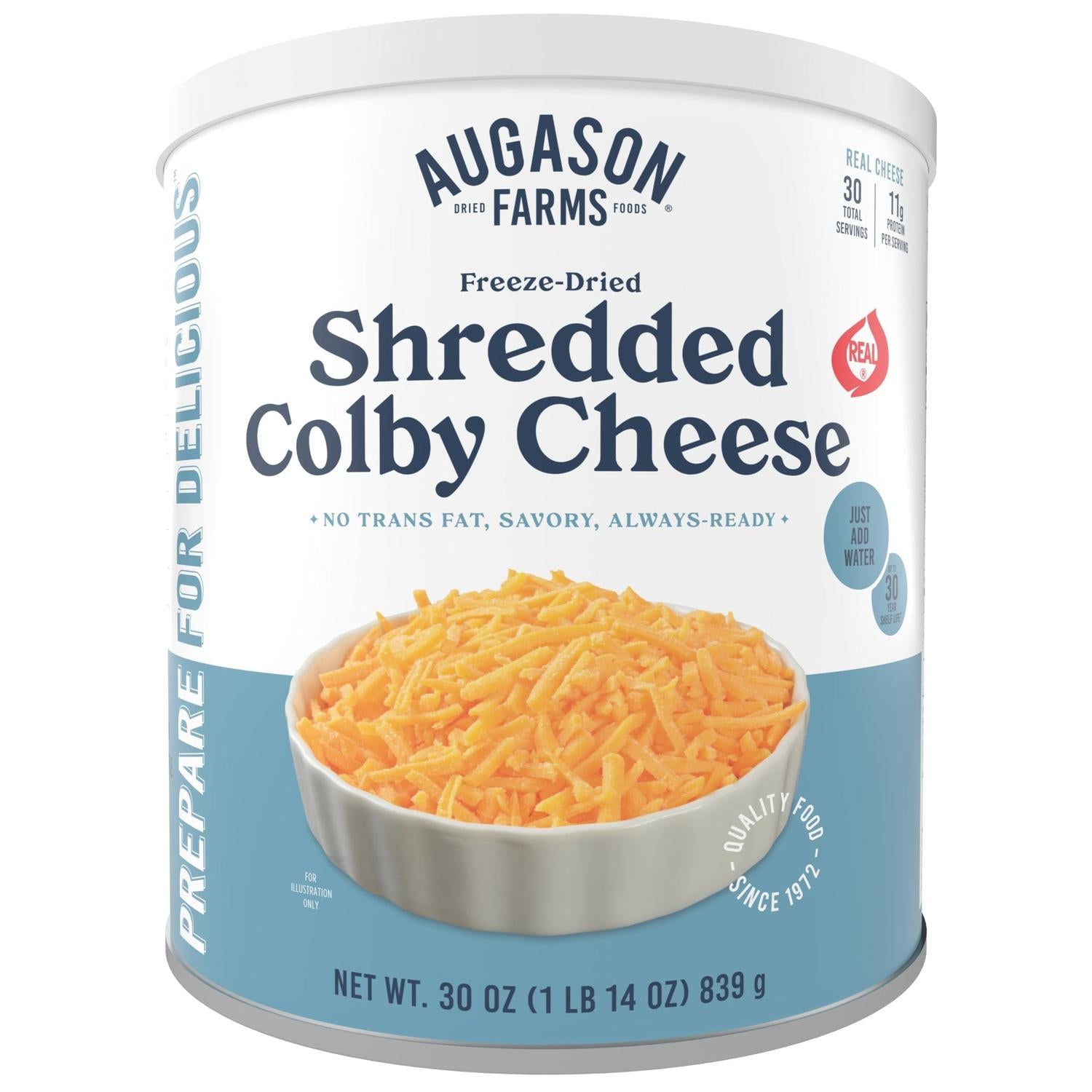 Freeze-Dried Shredded Colby Cheese Can – 30 Servings