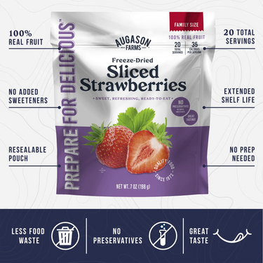 Freeze Dried Sliced Strawberries Family Size Pouch, 20 Servings