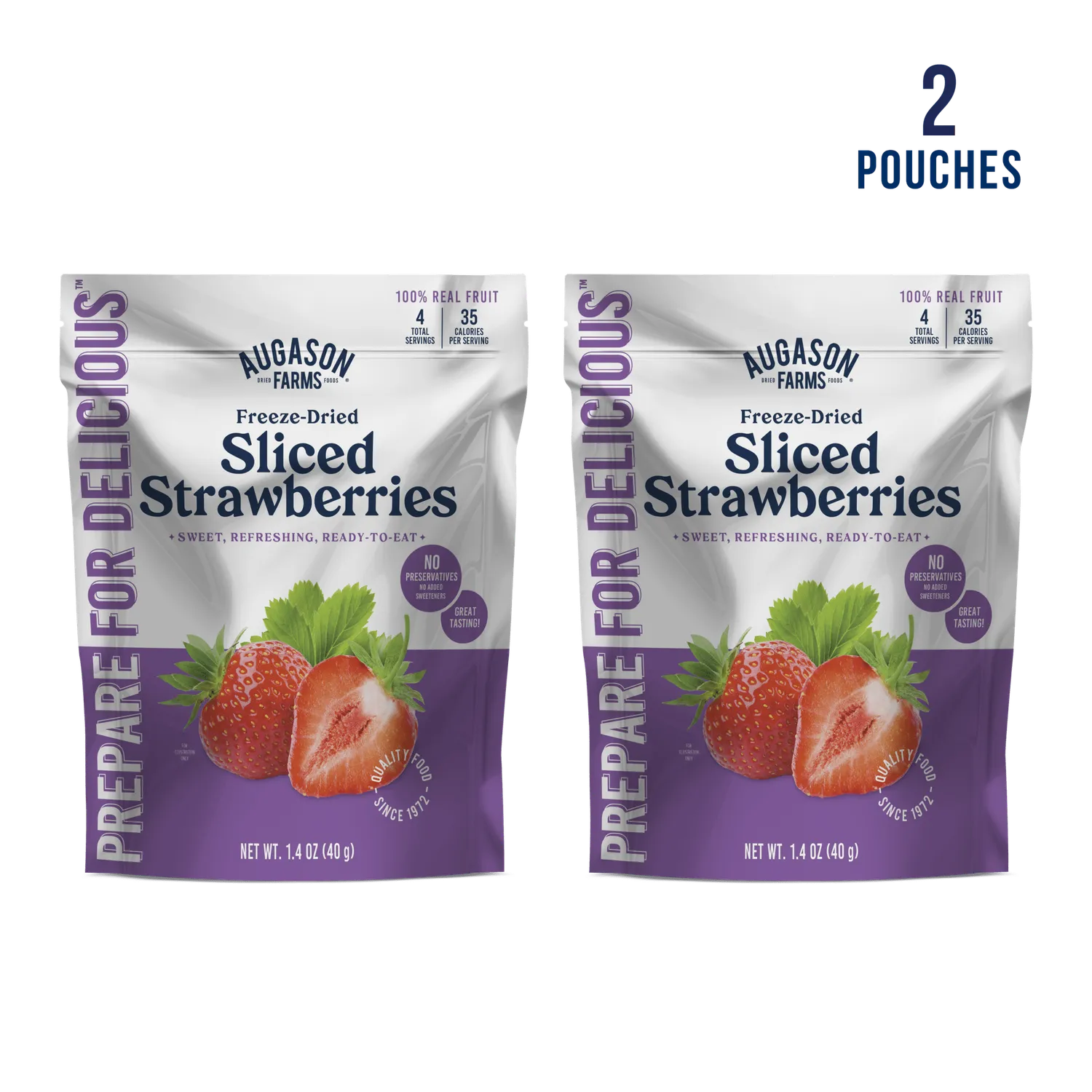 Freeze Dried Sliced Strawberries Pouch, 4 Servings