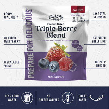 Freeze Dried Triple Berry Blend Family Size Pouch, 16 Servings