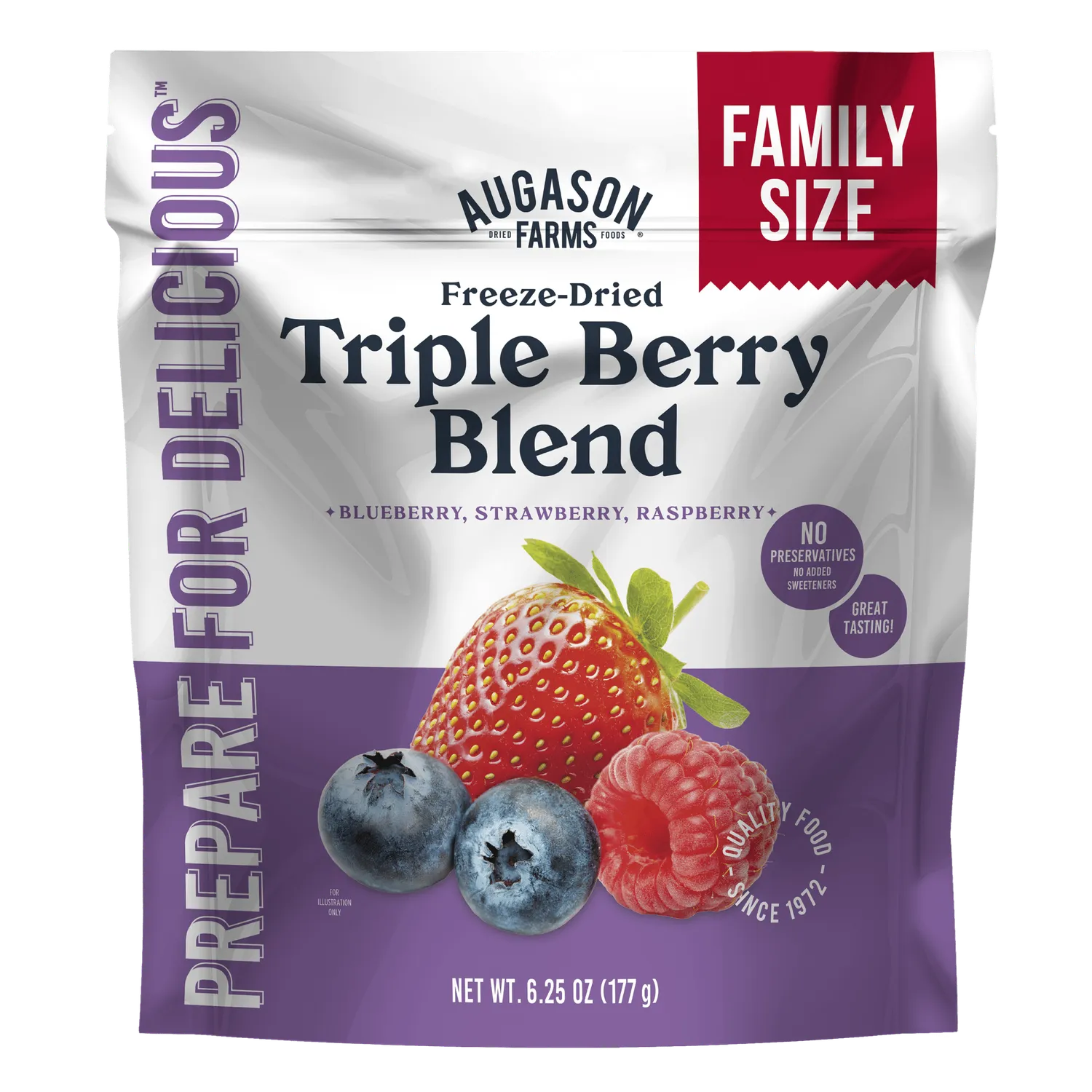 Freeze Dried Triple Berry Blend Family Size Pouch, 16 Servings