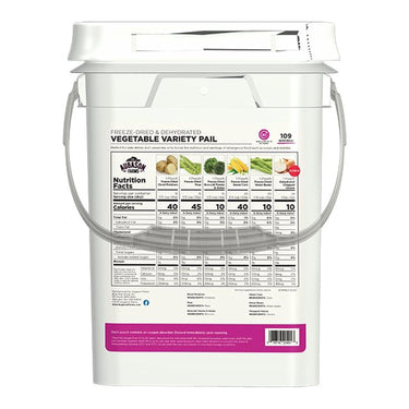 Freeze Dried Vegetable Variety Pail, 109 Servings