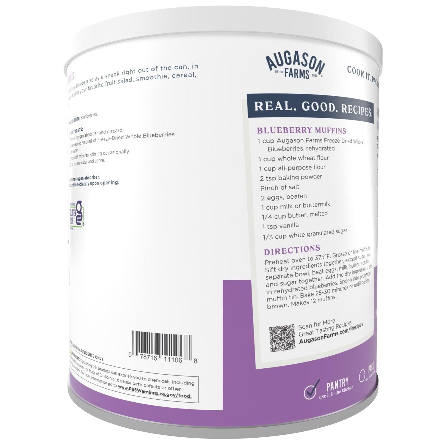 Freeze-Dried Whole Blueberries Can – 26 Servings