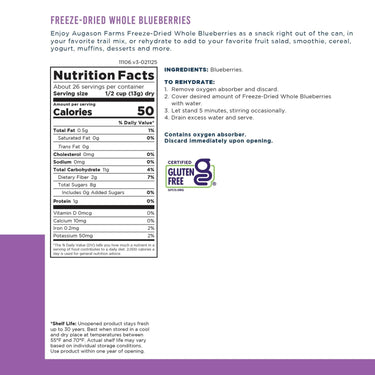 Freeze Dried Whole Blueberries Can, 26 Servings