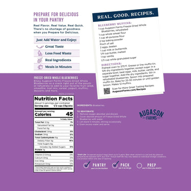 Freeze Dried Whole Blueberries Pouch, 5 Servings