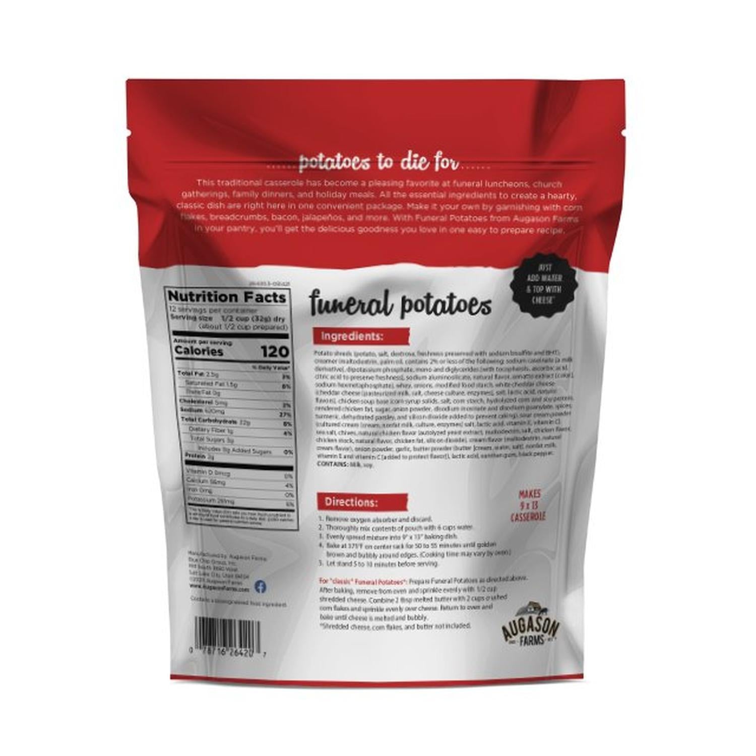 Funeral Potatoes Pouch – Cheesy Potato Casserole – 12 Servings