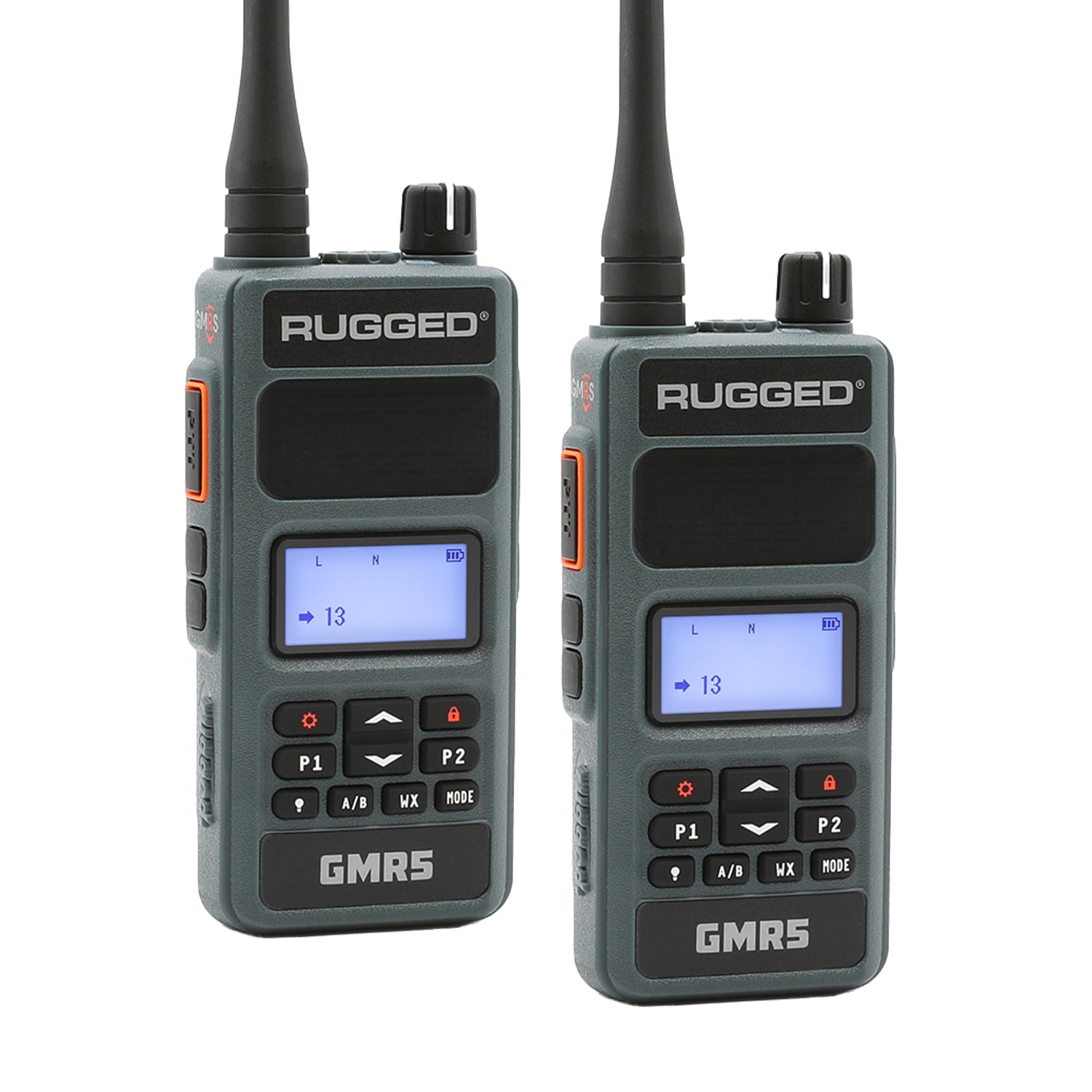 Rugged GMR5 5W GMRS handheld radio 2-pack in grey