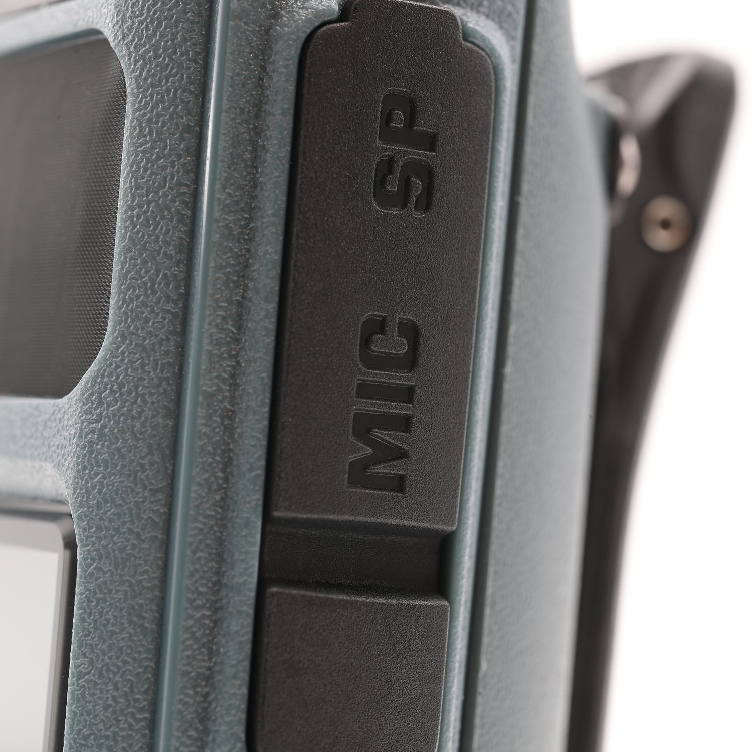 Rugged GMR5 handheld radio rear view with swivel belt clip