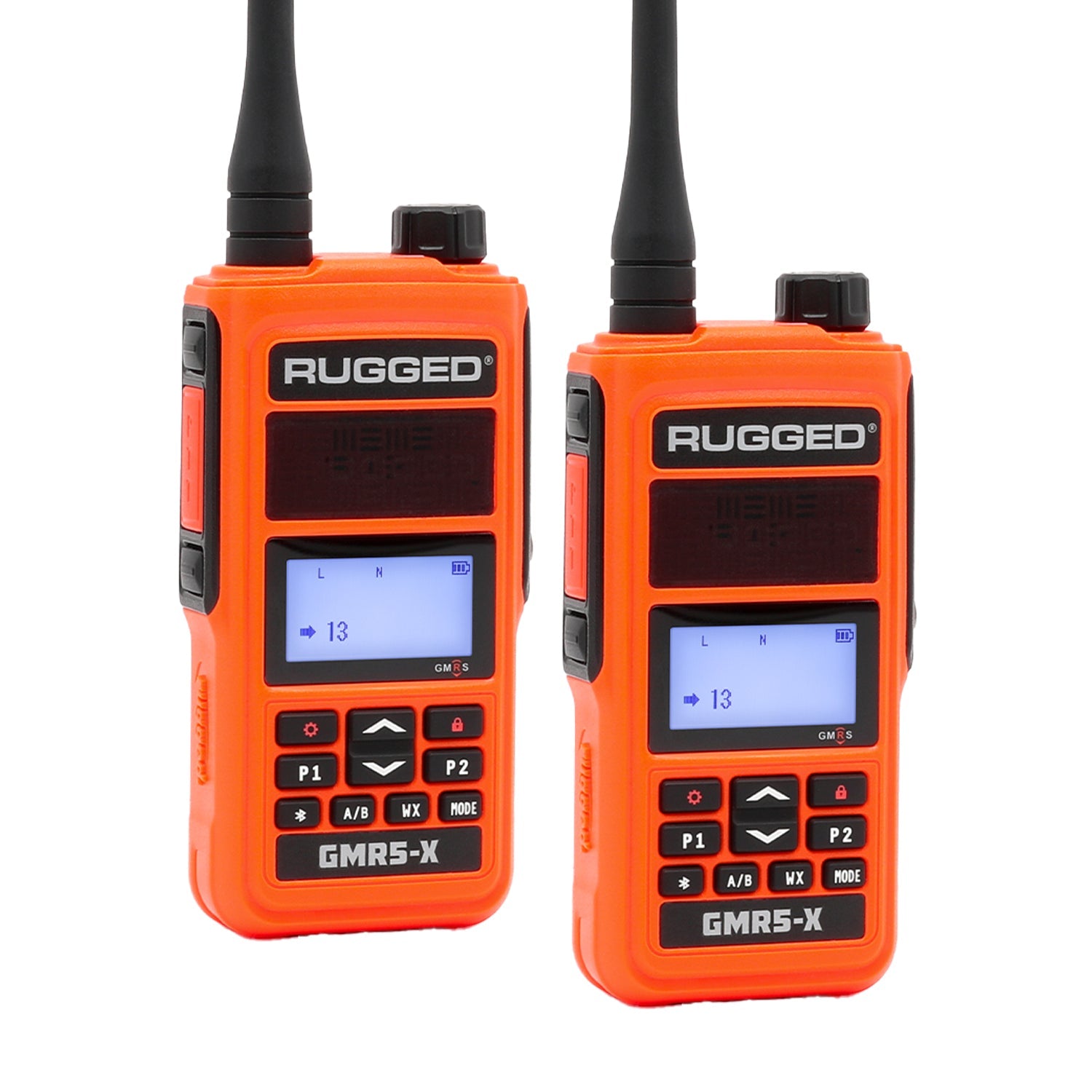 Rugged GMR5-X waterproof 5W GMRS handheld radio 2-pack in safety orange