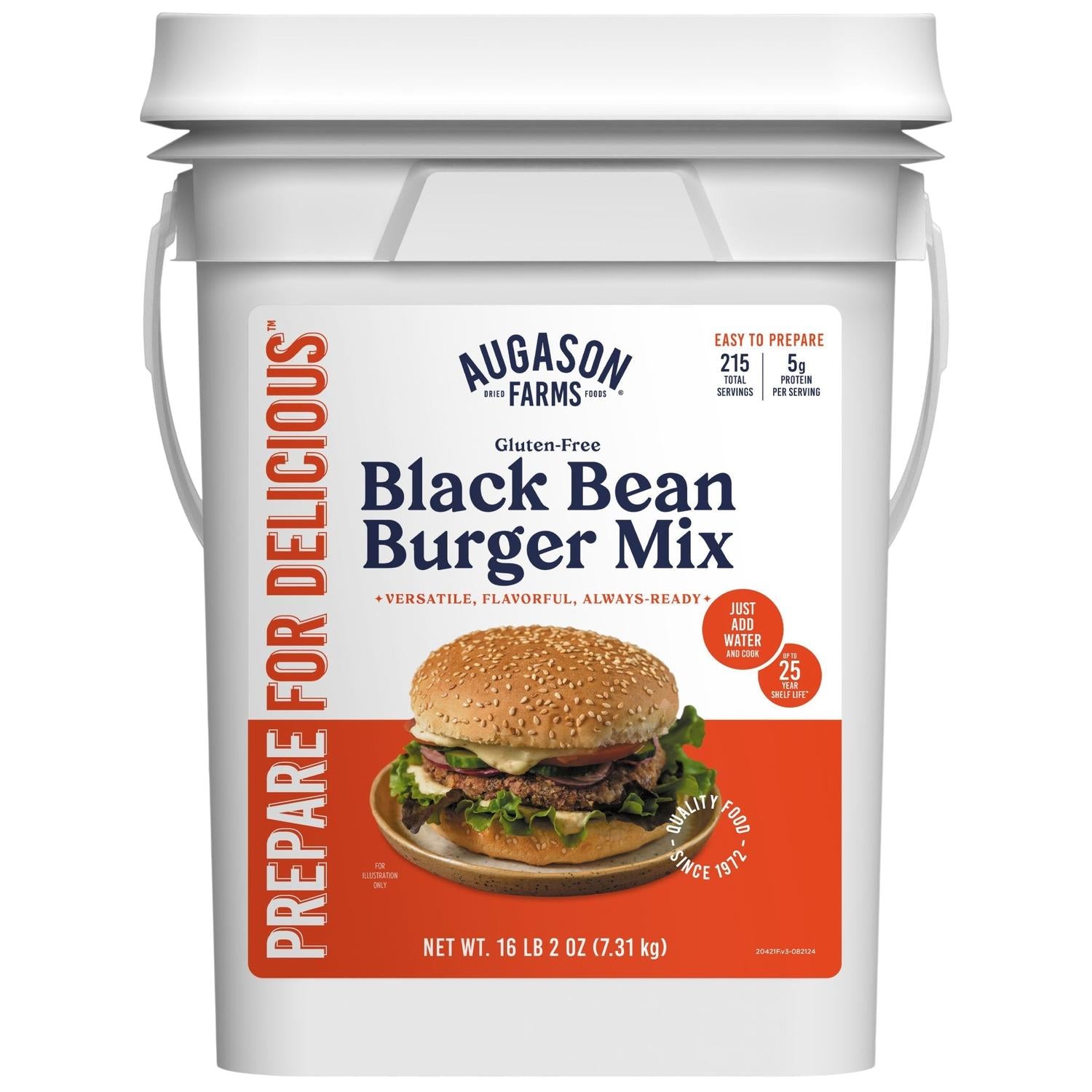Gluten-Free Black Bean Burger Mix 4-Gallon Pail – 215 Servings