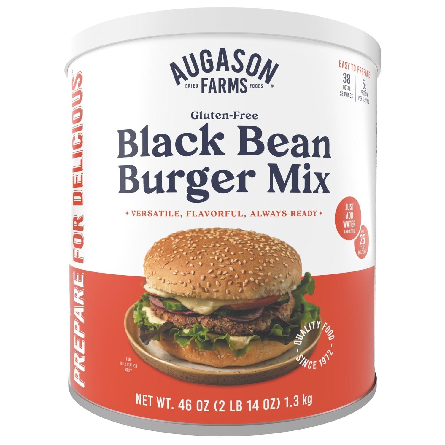 Gluten Free Black Bean Burger Mix Can – 38 Servings